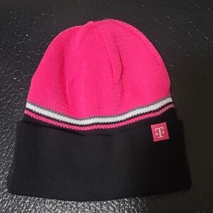Tmobile Pink and Black Limited Editiin Reversible Beanie Hat